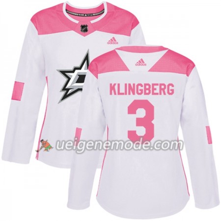 Dame Eishockey Dallas Stars Trikot John Klingberg 3 Adidas 2017-2018 Weiß Pink Fashion Authentic